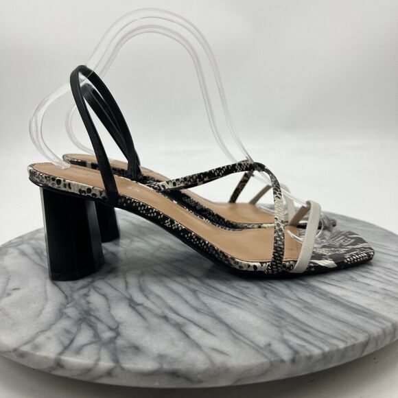 Marc Fisher Sandals Womens 9M Snake Print Leather Strappy Singback Block Heel - Picture 2 of 10